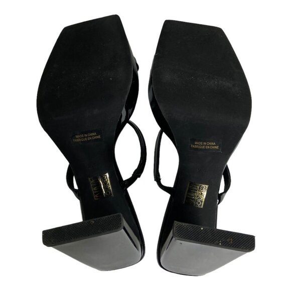Jeffrey Campbell Hustler Platform Sandals Black Size 9.5 Square Toe Shoes Patent - Picture 7 of 13